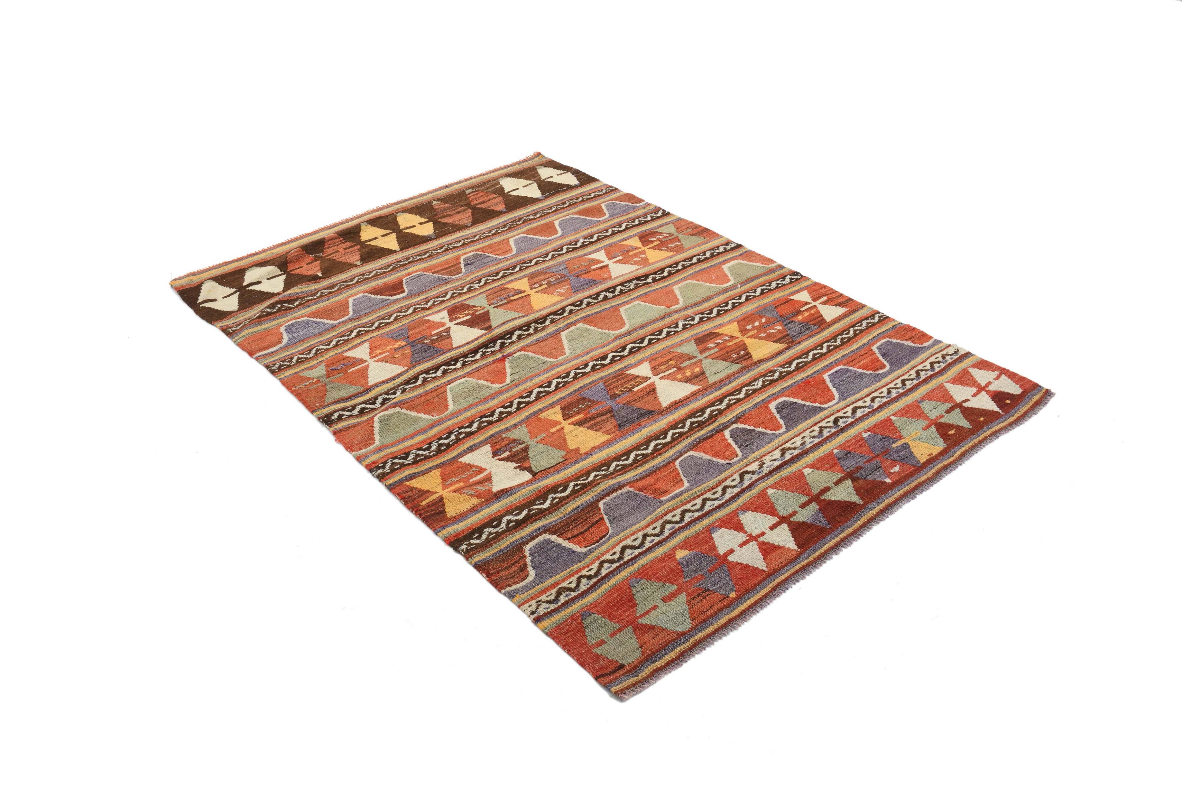 Multicolor Handmade Wool Kilim Rug, 123x169Cm