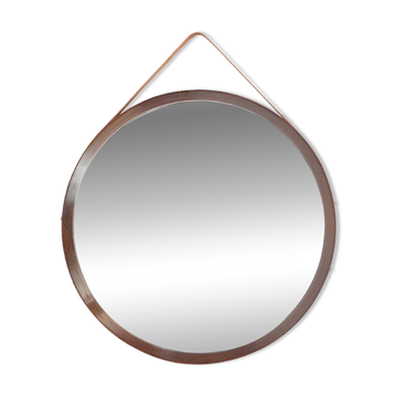 Round mirror with teak frame, 1960s