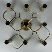 60s 70s 9-bulb ceiling lamp from Leola Leuchten Germany in brass