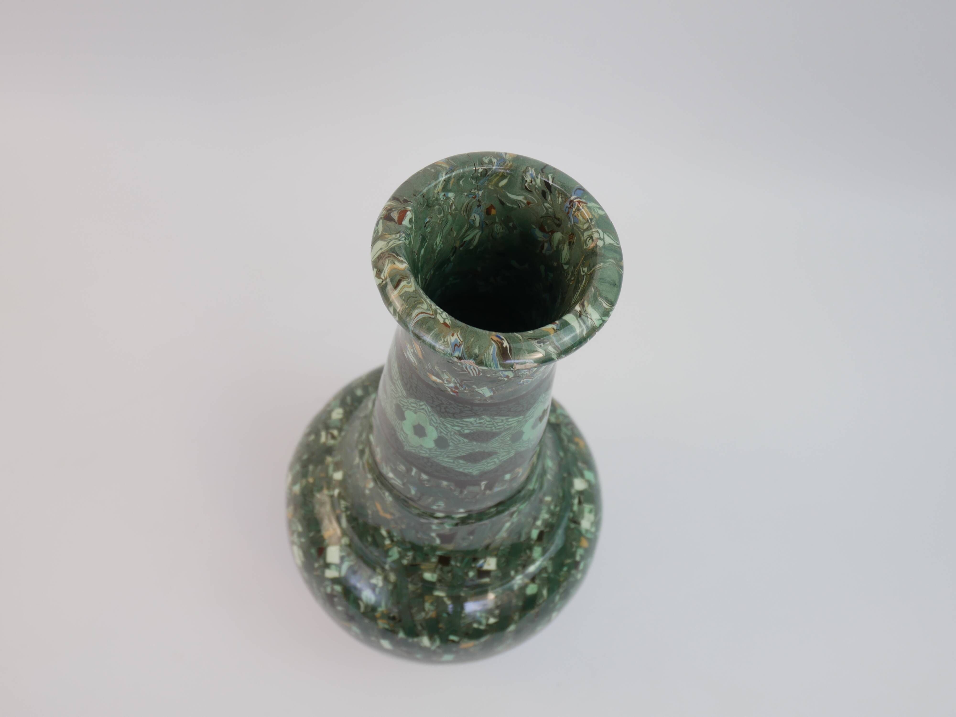 Grand vase en céramique terre-mêlée verte de Jean Gerbino Vallauris
