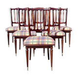 Set of 6 chairs in lacquered wood and fabric