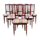 Set of 6 chairs in lacquered wood and fabric