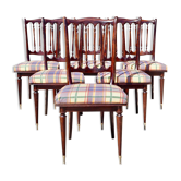 Set of 6 chairs in lacquered wood and fabric