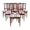 Set of 6 chairs in lacquered wood and fabric