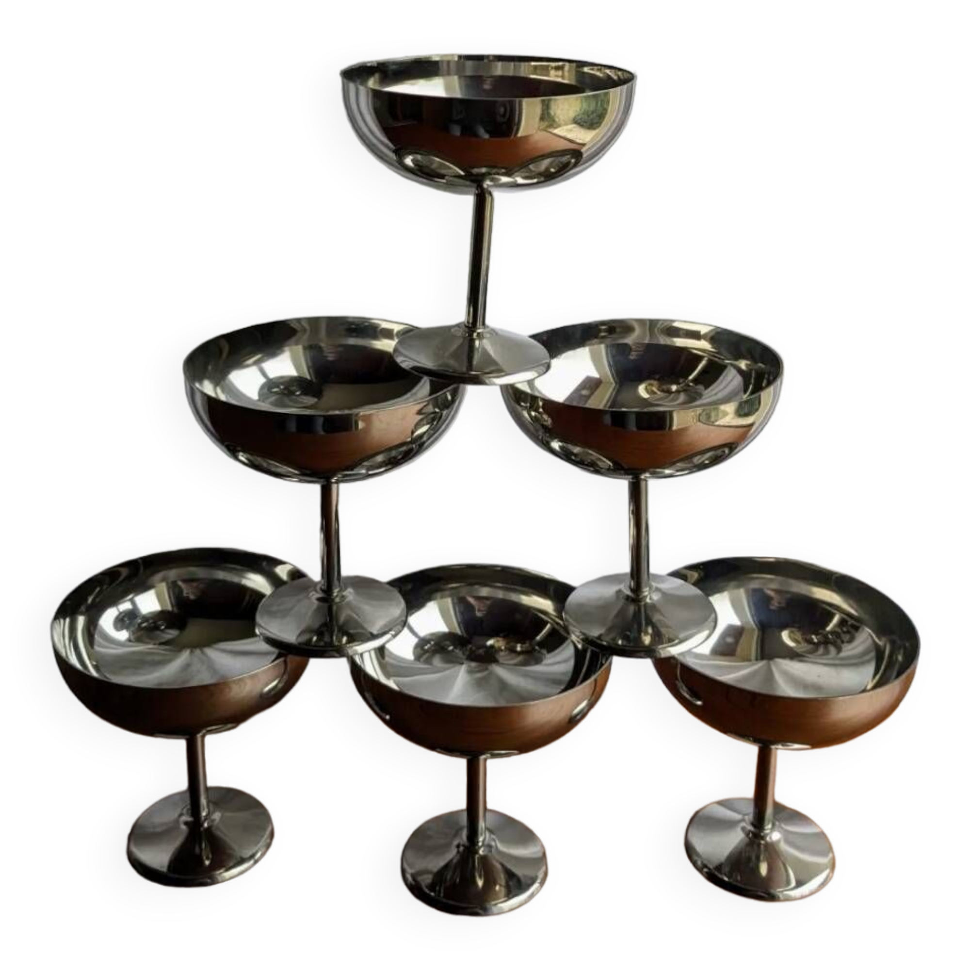 6 stainless steel ice cream cups