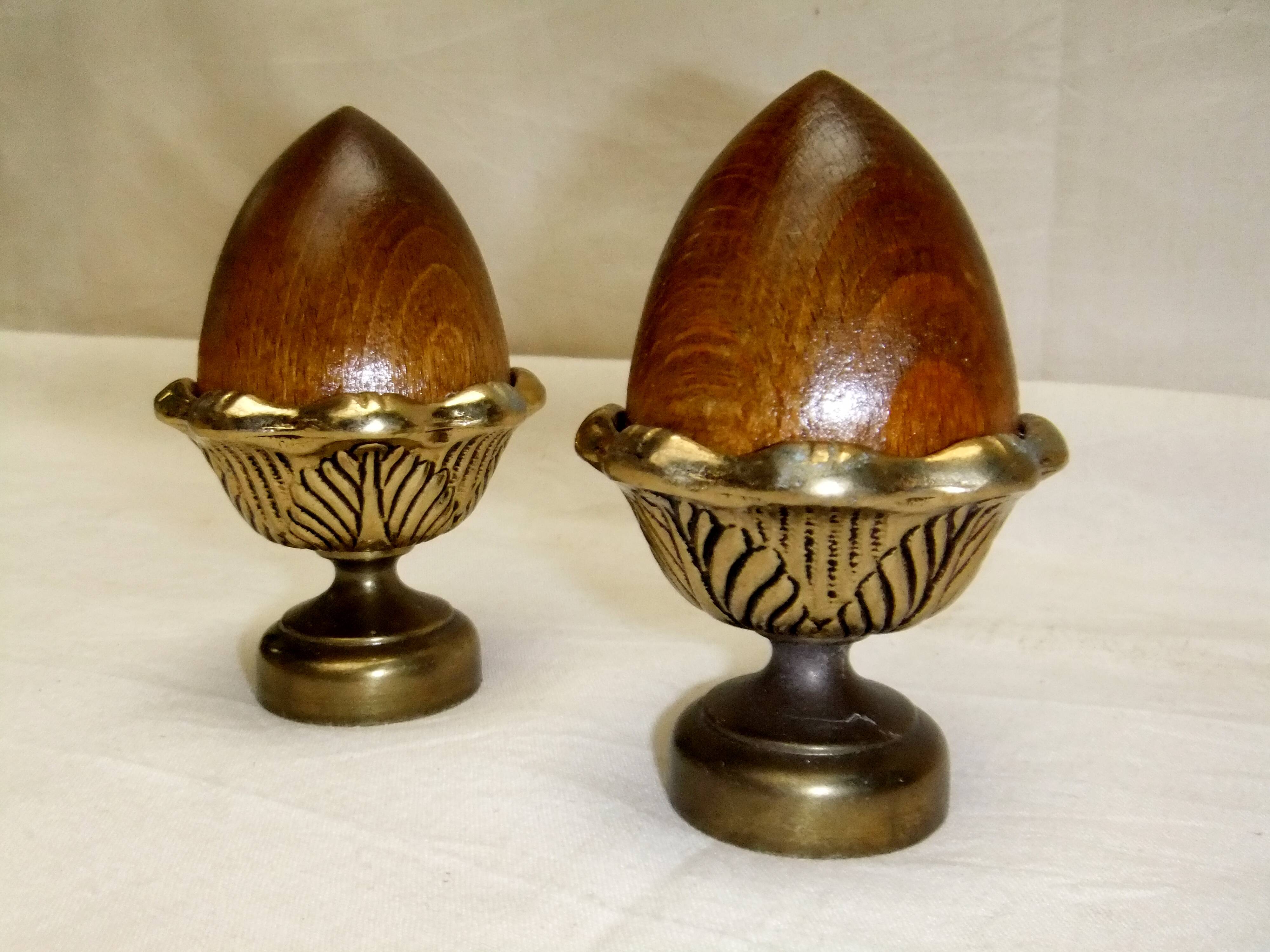 Pine cone bronze wood ornament staircase ball end curtain rod