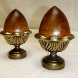 Pine cone bronze wood ornament staircase ball end curtain rod