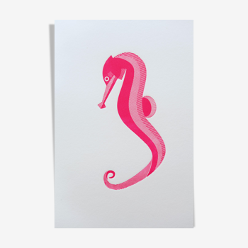 Print in press hippocampus fuchsia