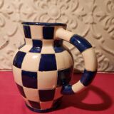 Ceramic jug with blue and white checkered pattern "Lustucru"