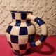 Ceramic jug with blue and white checkered pattern "Lustucru"