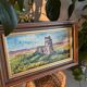 Framed oil painting - Landscape with castle ruins