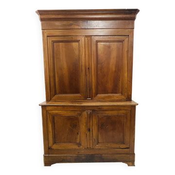 Buffet 2 corps de style Louis Philippe en noyer massif, XIX siècle