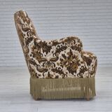 1960s, Danish armchair, furniture velour fabric, ash wood.