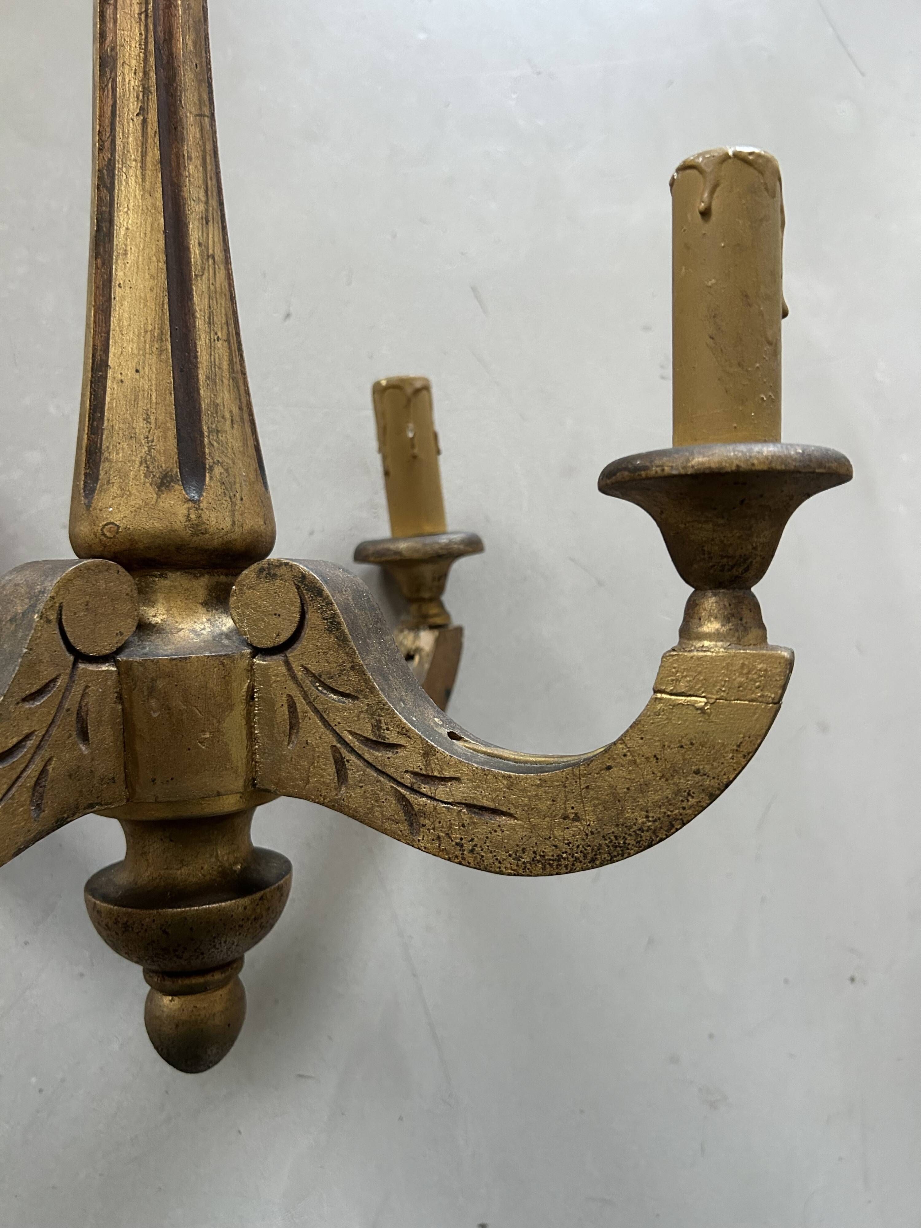 Antique gilded wooden chandelier