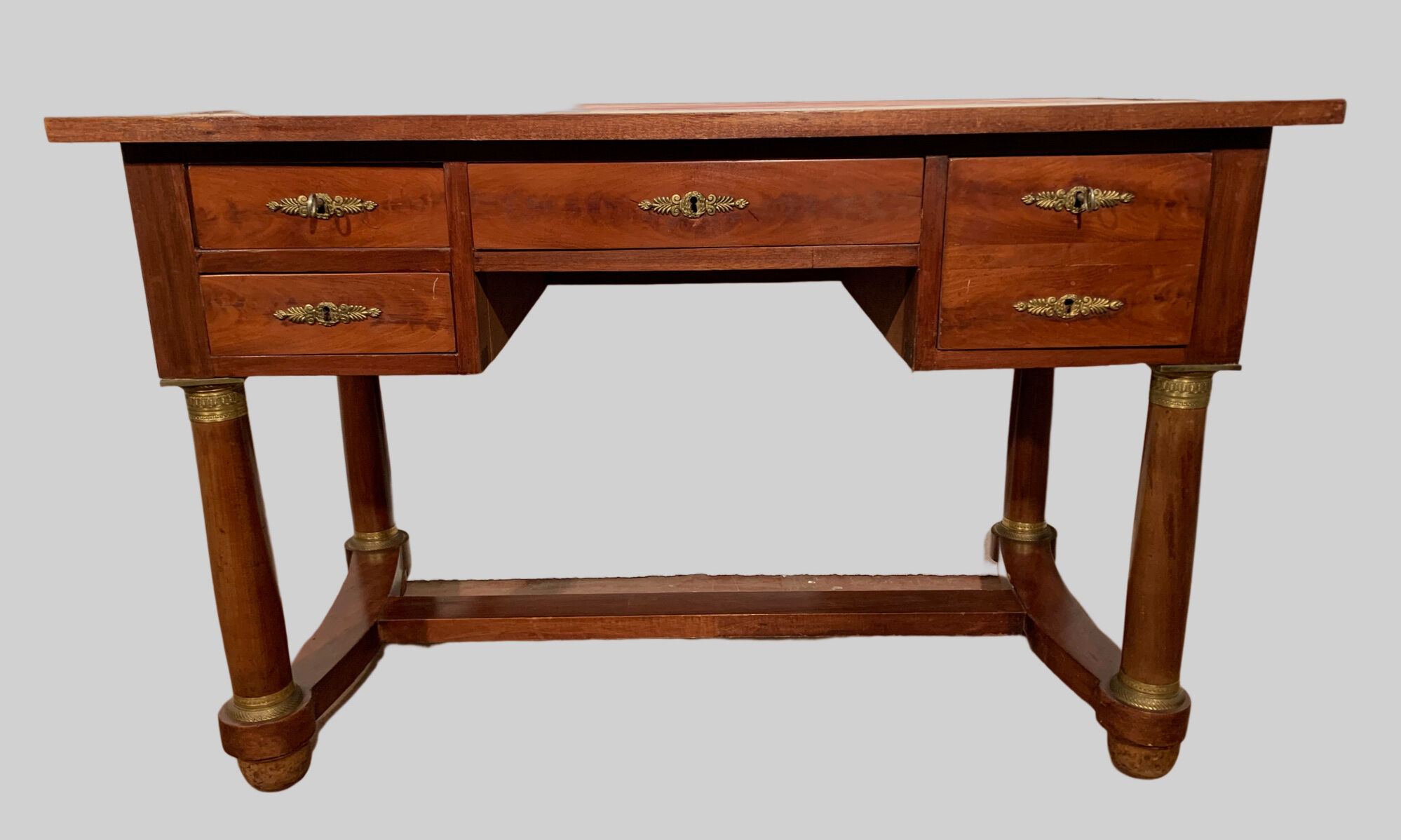 Empire style desk in mahogany and XX century veneer