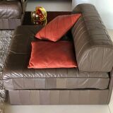 De Sede 3 seater sofa DS 88 in chocolate patchwork leather, Switzerland 70s