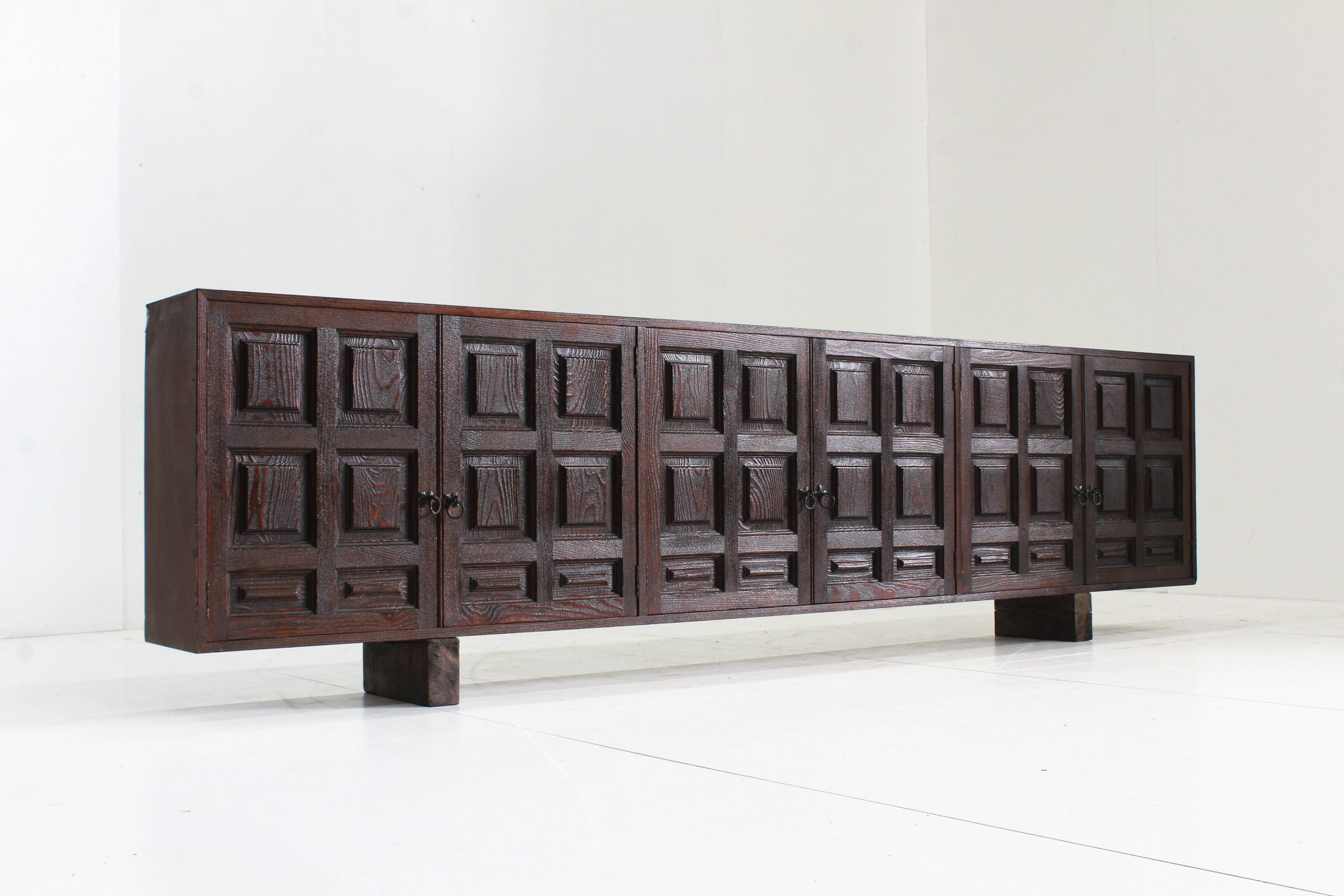 Vintage large Spanish brutalist sideboard 1970s