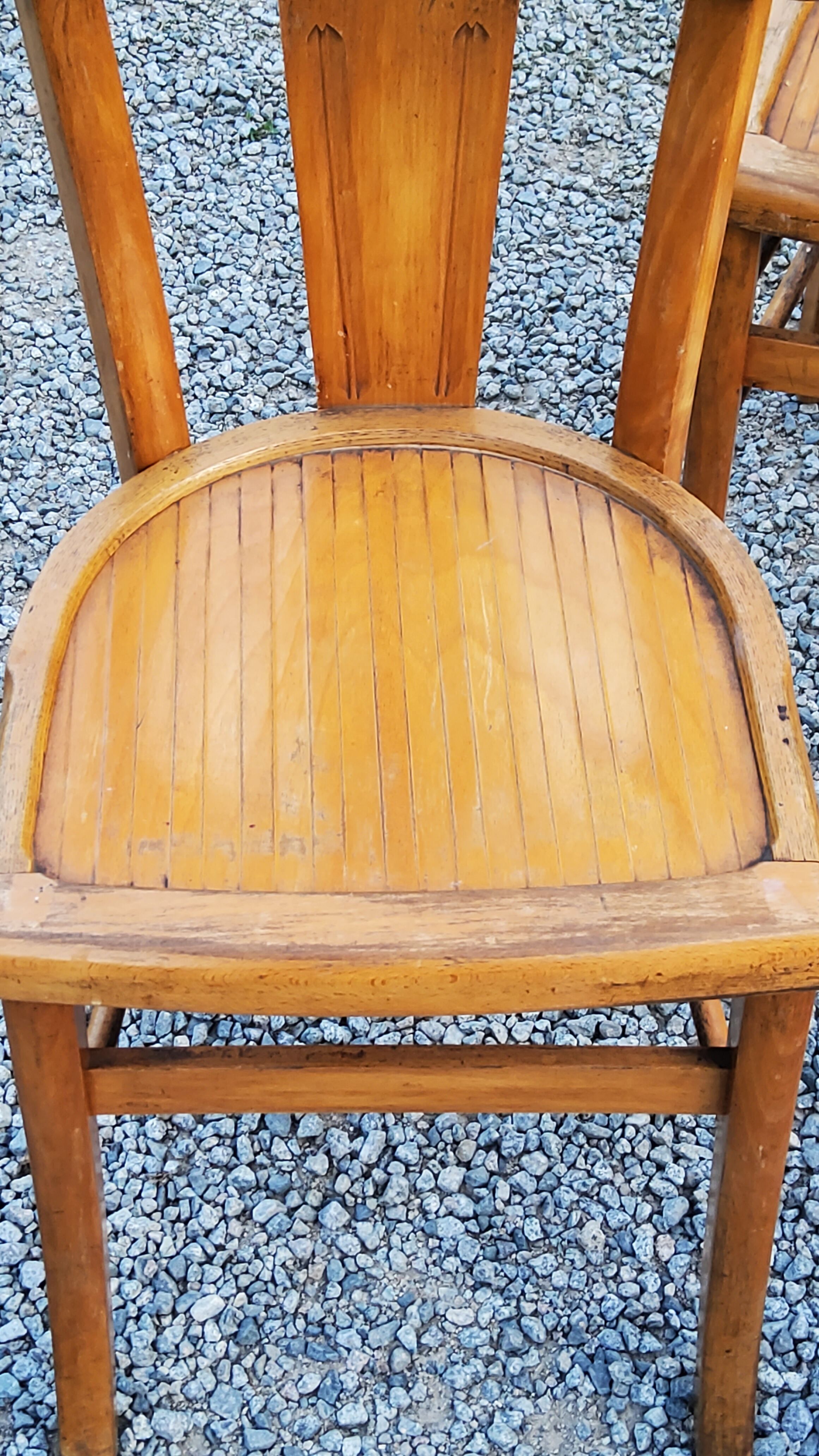 Set of 4 bistro chairs in beech and blond oak from the 50s