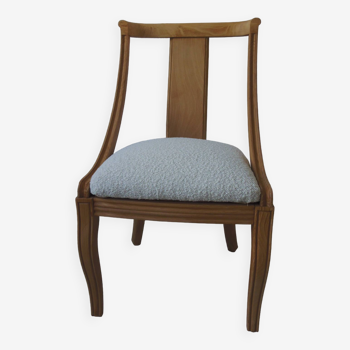 Gondola chair, structure in medium oak waxed beech, off-white terry fabric.