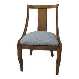 Gondola chair, structure in medium oak waxed beech, off-white terry fabric.