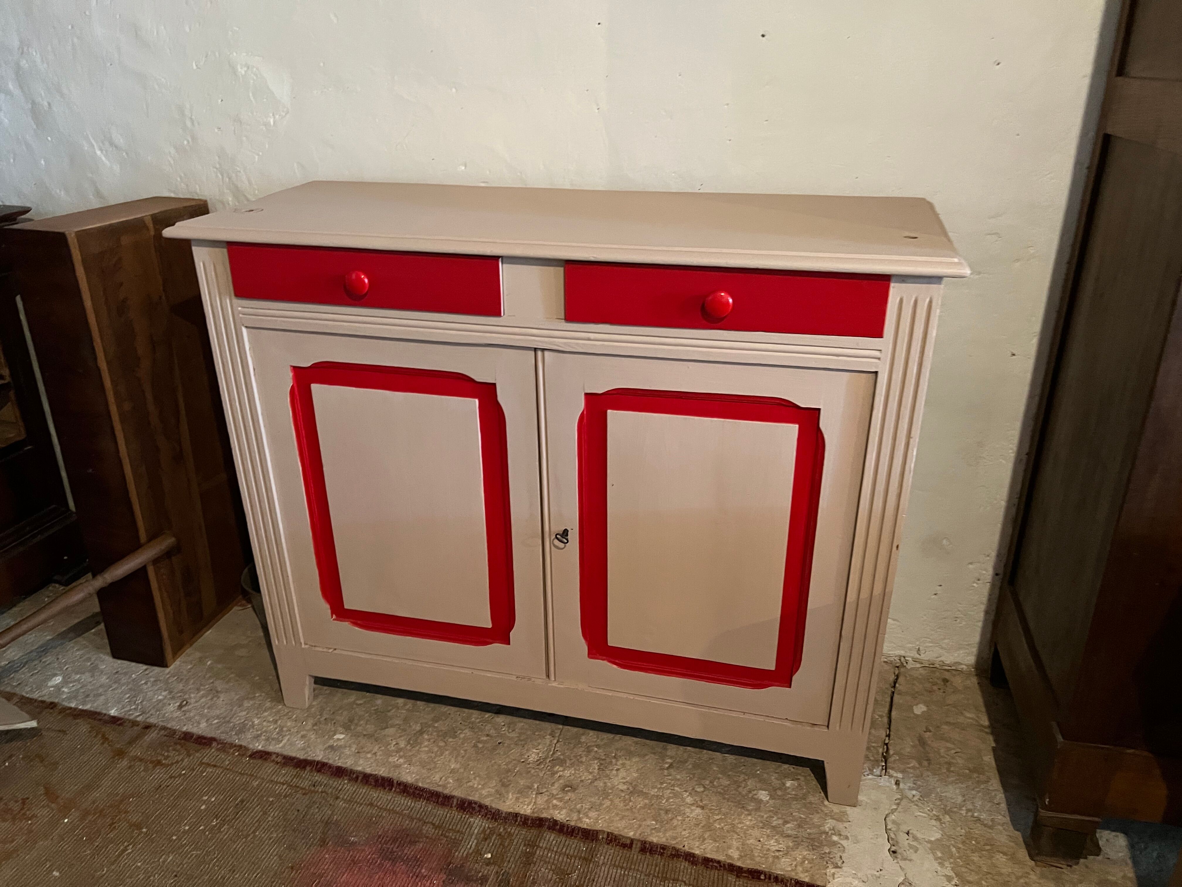 Parisian bas buffet restyled vintage red and white