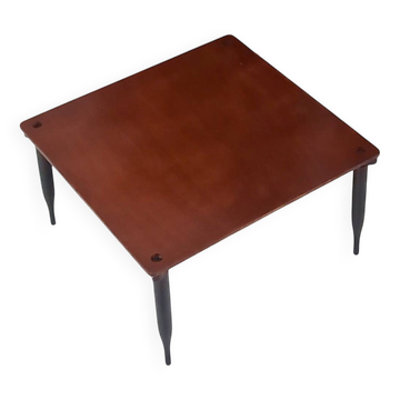 Square Walnut Coffee Table Model "T8" by Vico Magistretti for Azucena, Italy