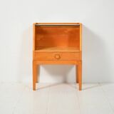 Vintage scandinavian bedside table in birch burl