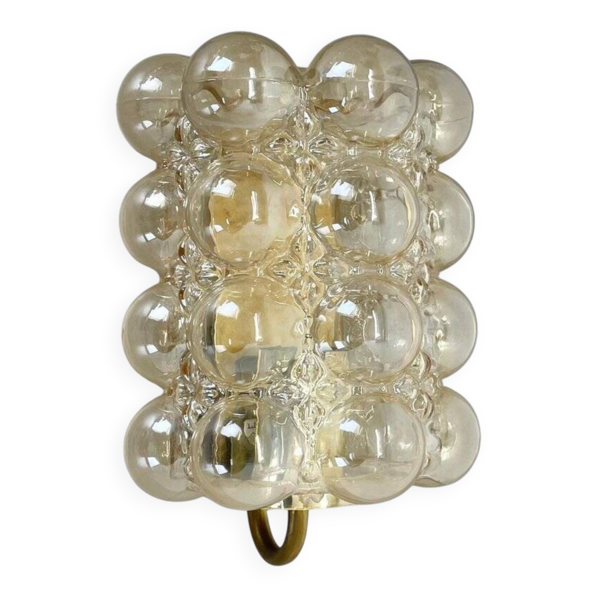 Amber vintage glass wall lamp by Helena Tynell for Glashütte Limburg, 1970s