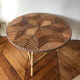 Round rattan coffee table