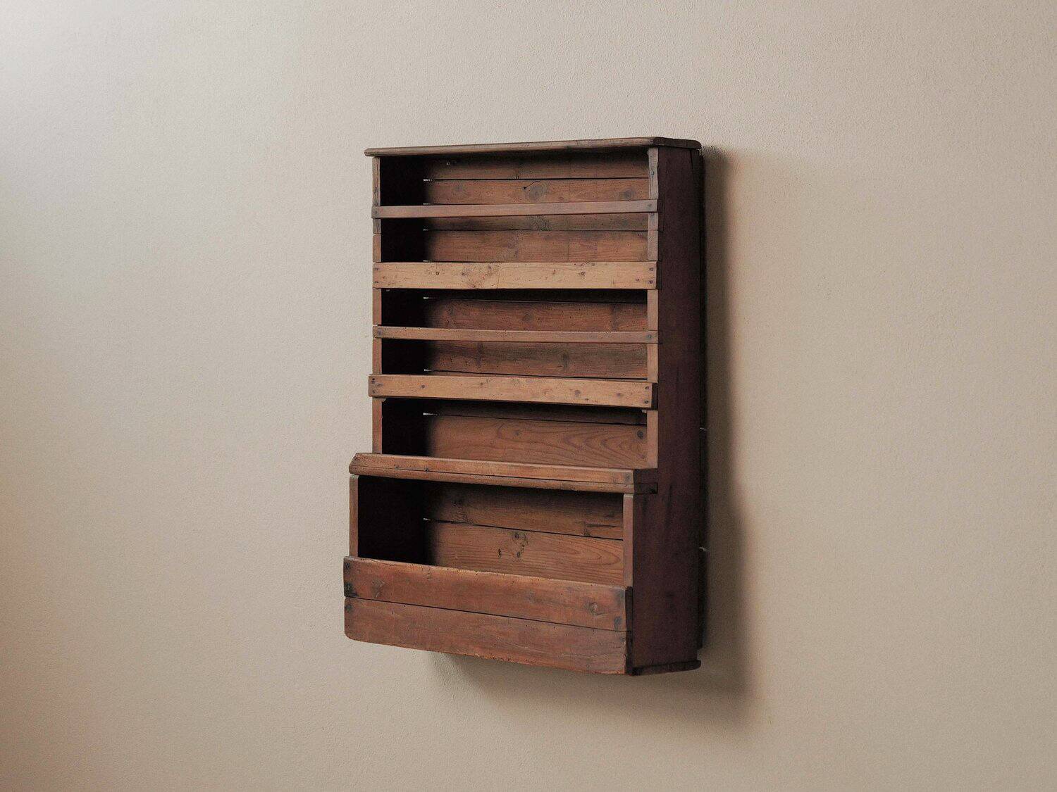 Antique solid wood wall shelf, France, 19th century