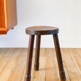 Tabouret tripode en bois, Brutaliste, Style Populaire, 1950