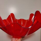 Red plexiglass fruit basket from the 70s