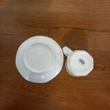 Set of 4 white porcelain cups from Apilco + saucers