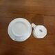 Set of 4 white porcelain cups from Apilco + saucers