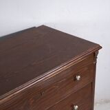 Antique solid pine chest of drawers – European rustic furniture with ceramic handles – circa 1900
