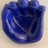 Ceramic ashtray, blue hand shape