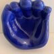 Ceramic ashtray, blue hand shape