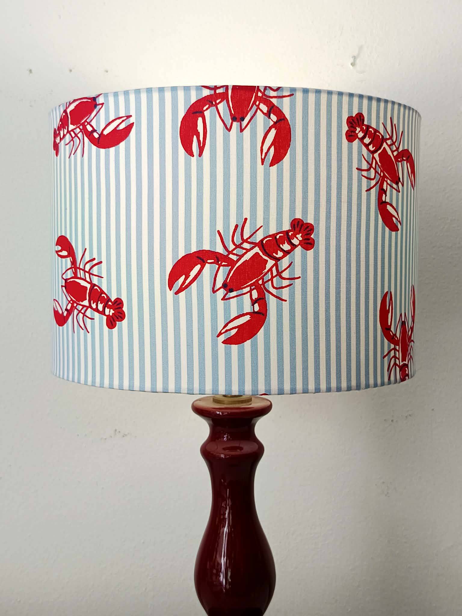 Lampe céramique abat-jour homard vintage