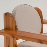 Pair of solid pine lounge chairs, italy 1970s