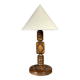 Lampe de table en bois tourné brutaliste du milieu du siècle dans le style de Charles Dudouyt.
