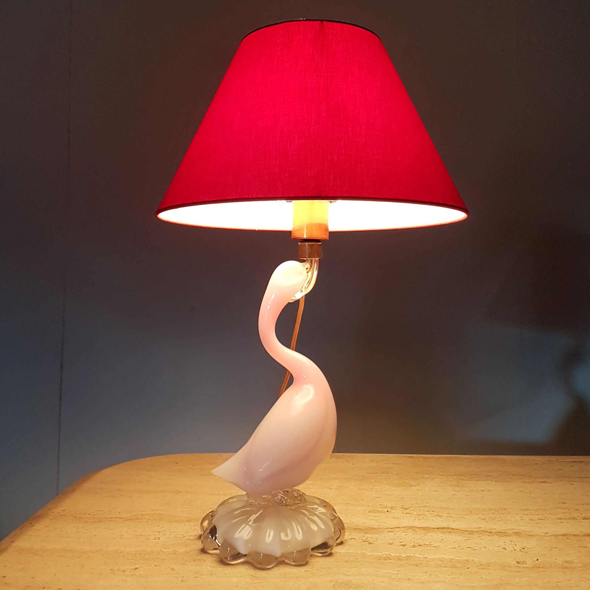 Lampe de table en verre de Murano solide en forme de canard, Italie des années 1960