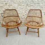 Pair of rattan armchairs from the 70s