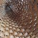 Large vintage woven wicker basket, cornucopia shape, to hang