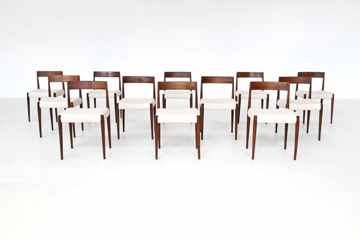Kai Kristiansen set of twelve dining chairs rosewood Fritz Hansen Denmark 1961