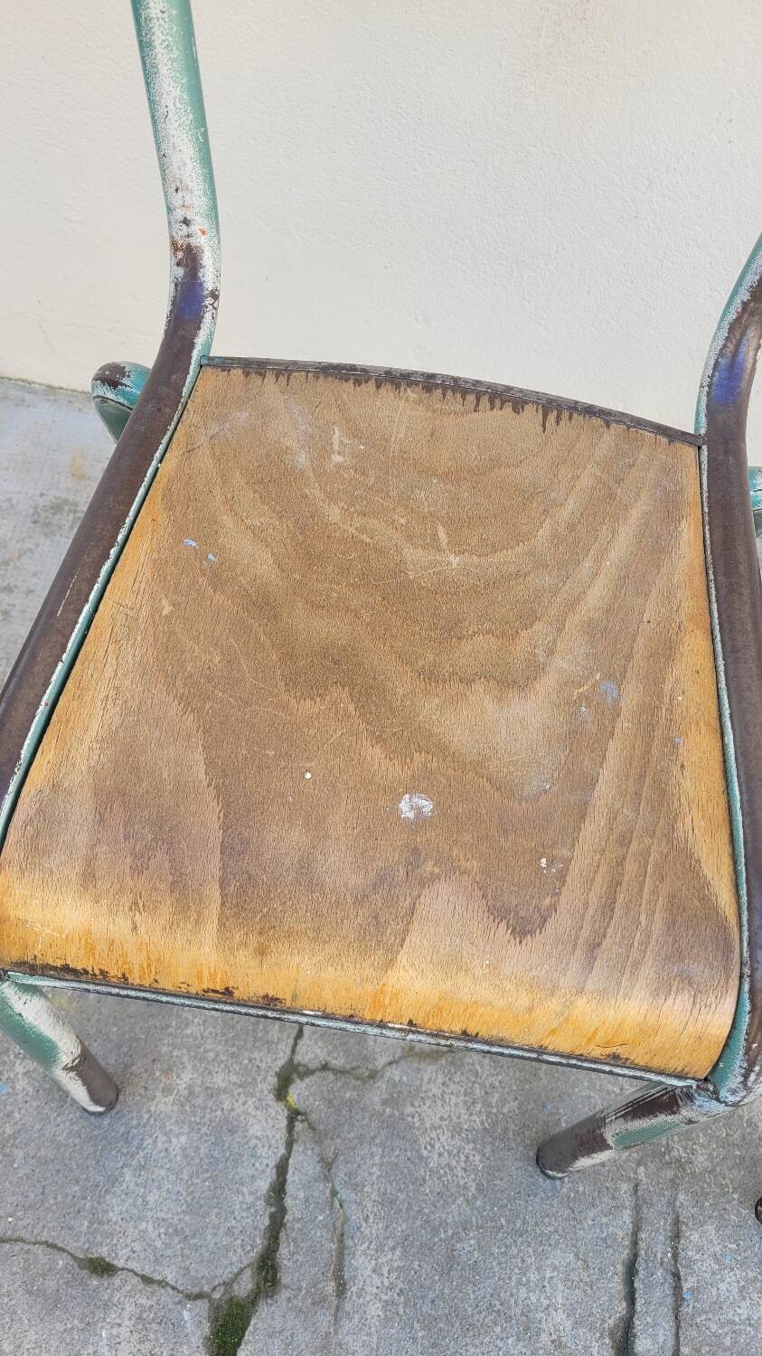 Pair of vintage Mullca metal school chairs 1950s