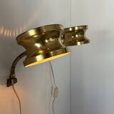 Pair of vintage adjustable wall lights, brass, Sweden 1960