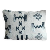 Geometric black and white kilim cushion
