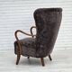 1960s, Danish armchair, reupholstered, genuine sheepskin.