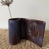 Atypical ceramic vase due to its shape signed F. Stocker (for Fred & Andrée Stocker)