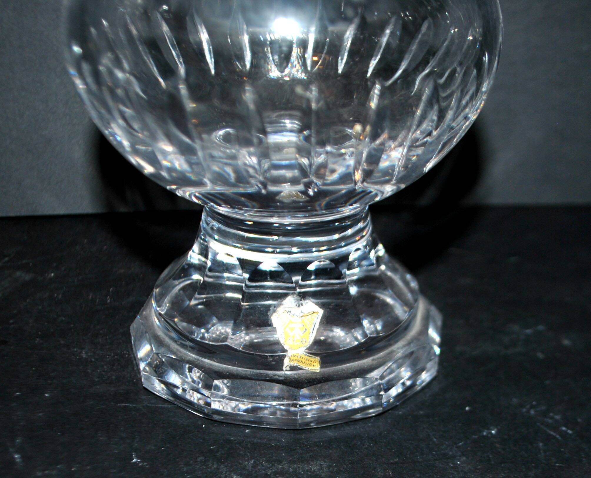 Bohemian cut crystal Medici vase signed TW & Co